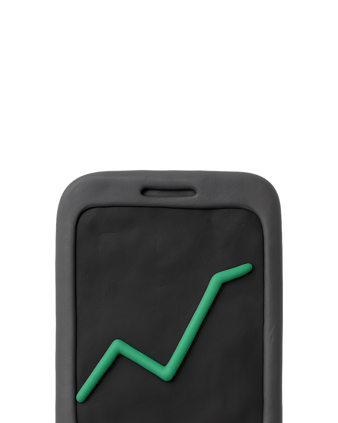 Smartphone clay avec courbe ascendante verte